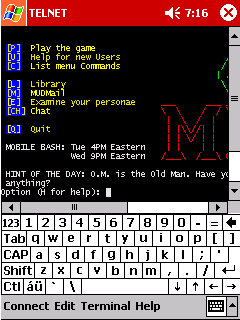 Pocket TELNET with MUD2.COM